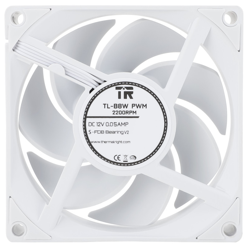 Wentylator biały Thermalright TL-B8W 80x80x25 4 PIN PWM 2200 RPM 24 dBA