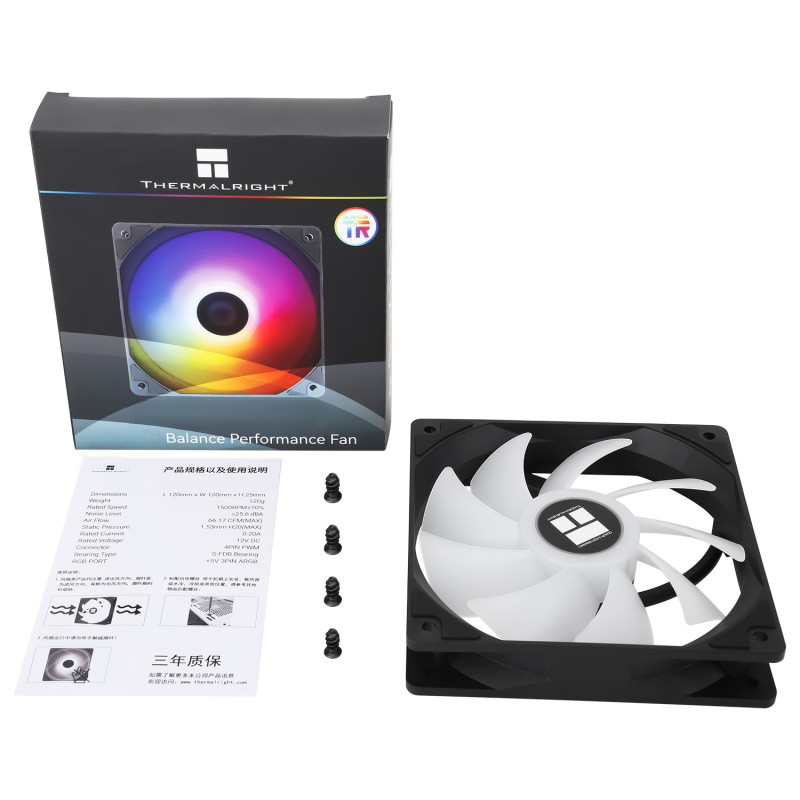 Wentylator Thermalright TL-C12B-S V3 120x120x25 ARGB PWM 1500 RPM 25,6 dBA