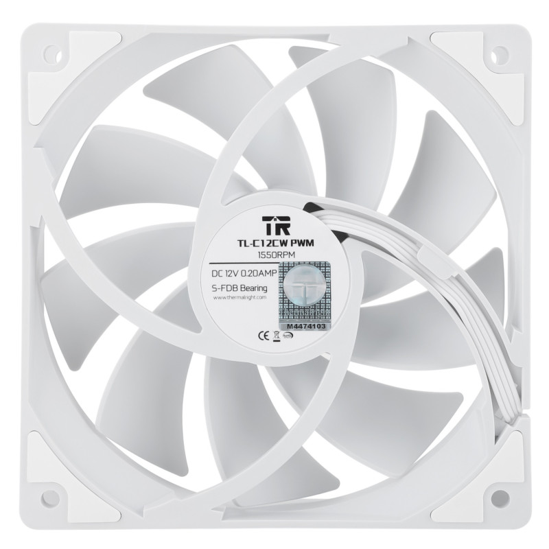 Wentylator biały Thermalright TL-C12CW 120x120x25 PWM 1550 RPM S-FDB BULK