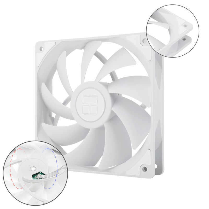 Wentylator biały Thermalright TL-C12CW 120x120x25 PWM 1550 RPM S-FDB BULK