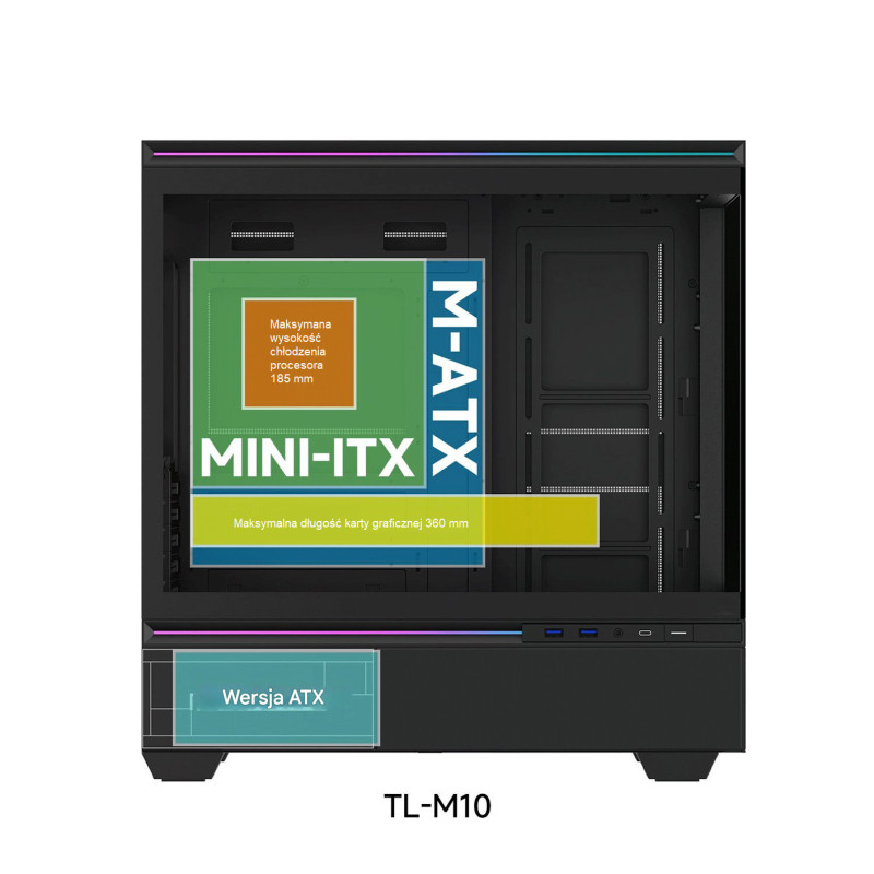 Obudowa Thermalright TL-M10 VISION Czarna Micro ATX Midi TOWER ekran 9.16